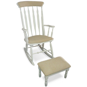 Rocking chair + upholstered stool counter  