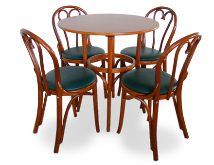 Round table and 4 upholstered Bistro chairs 6018 / 718 