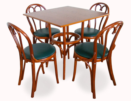 Square table and 4 upholstered Bistro chairs 6018 / 719 