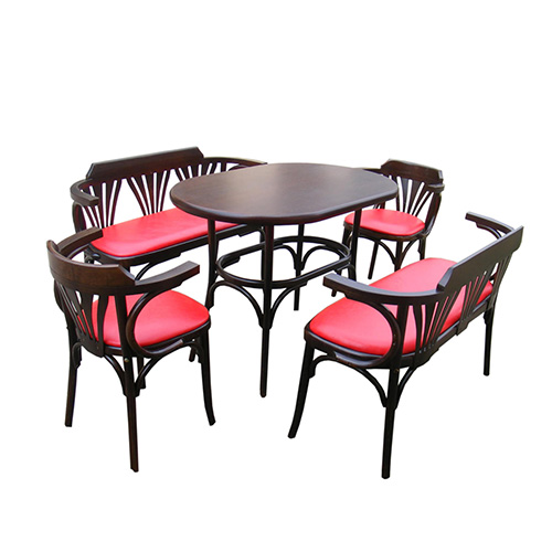 Set Masa si 2 Bancute Bistro + 2 scaune lemn curbat