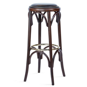 301 upholstered bentoowd stool with metal ring